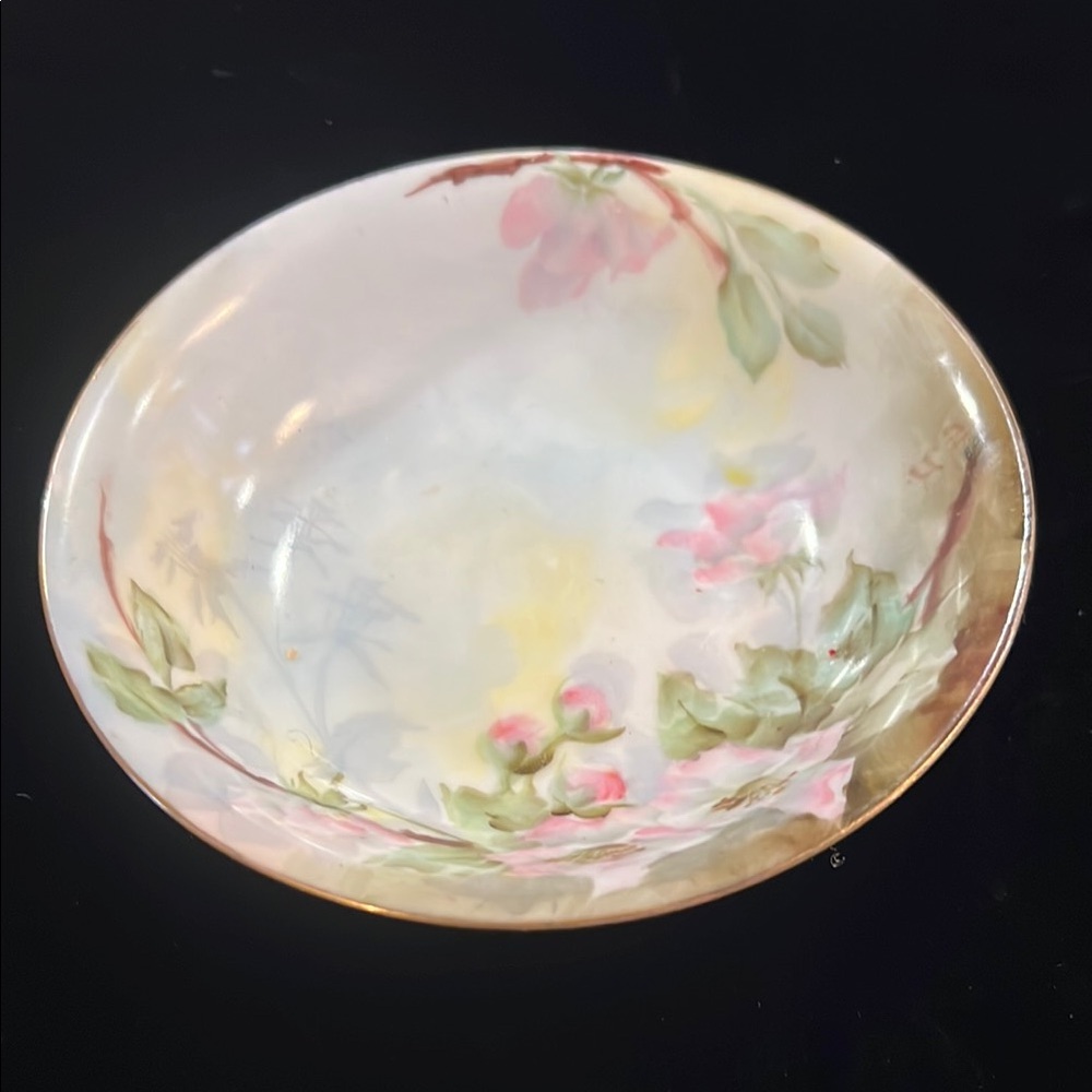 Two Antique KPM Germany Hand-Painted Cherry Blossom Dish